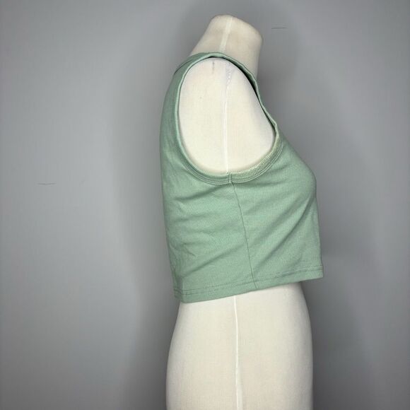 Shein- Green Ribbed Cropped Tank Top - Picture 4 of 4